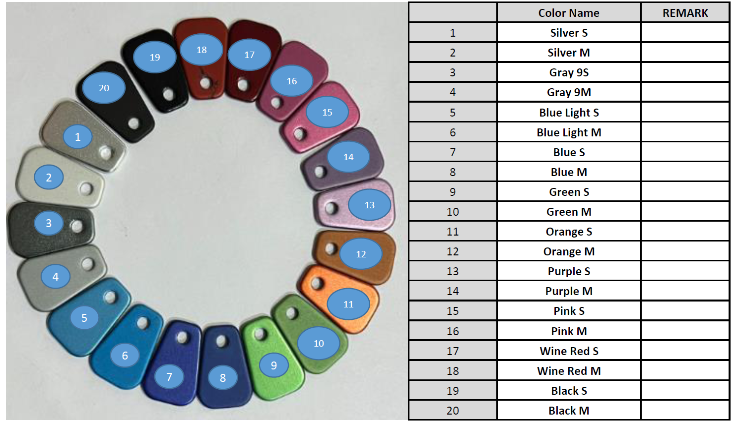 Aluminum Anodaizing color chip